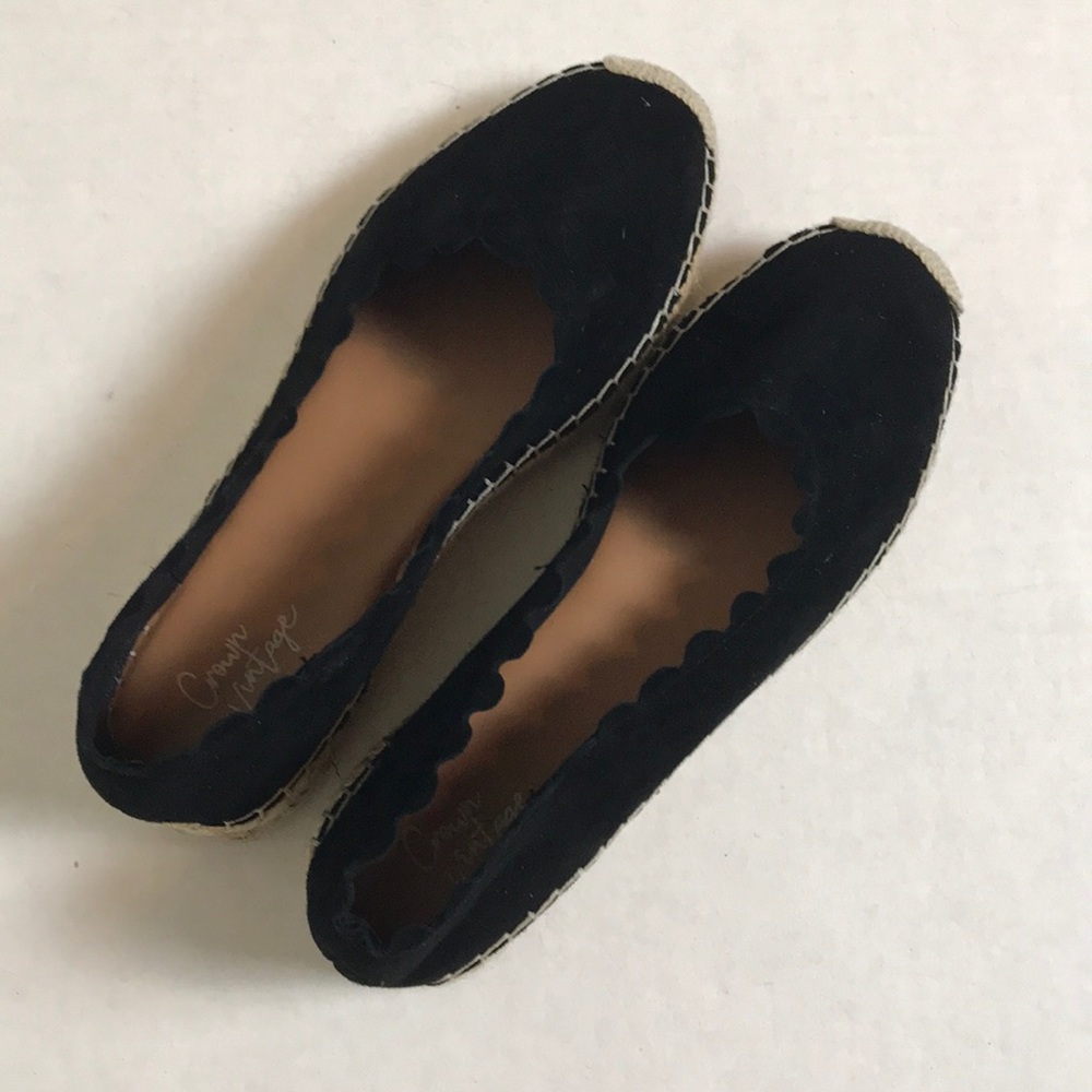 Crown Vintage Brae Black Suede Espadrilles 8.5